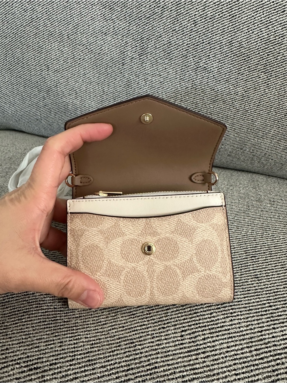 NWT Coach Mini Envelope Wallet With Strap In Signature Canvas CX162 - Picture 5 of 8